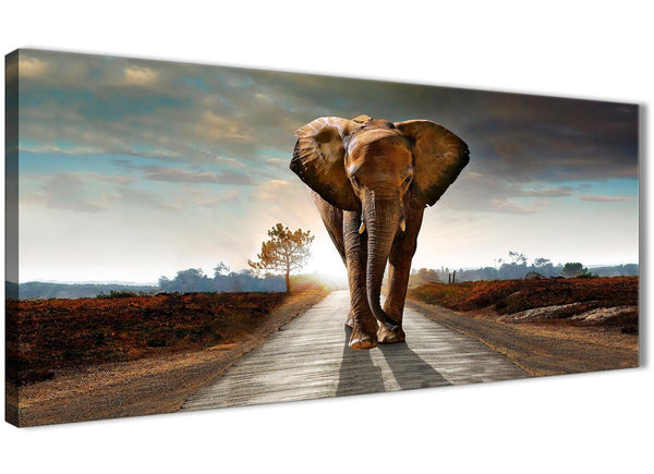 Panoramic Modern Elephant Landscape - Canvas Wall Art - 1209 - 120cm Wide Print