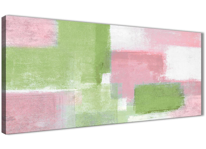 Panoramic Pink Lime Green Green Living Room Canvas Wall Art Accessories - Abstract 1374 - 120cm Print - 3374