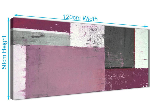Panoramic Plum Gray Abstract Painting Canvas Wall Art Picture Modern 120cm Wide 1342 For Your Bedroom