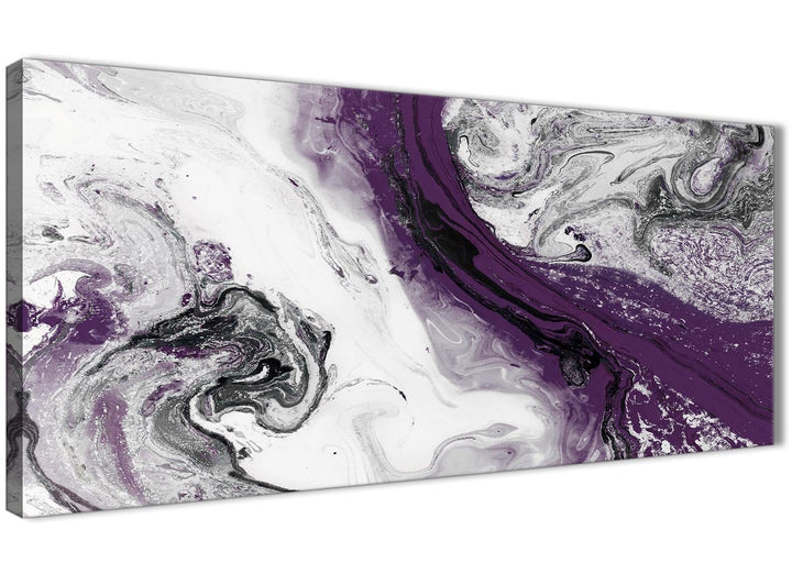 Panoramic Purple and Grey Swirl Bedroom Canvas Pictures Accessories - Abstract 1466 - 120cm Print - 1s466m