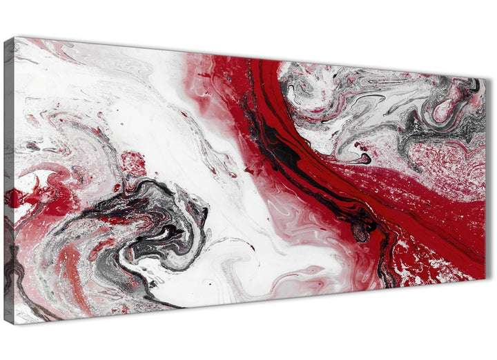 Panoramic Red and Grey Swirl Bedroom Canvas Pictures Accessories - Abstract 1467 - 120cm Print - 5467