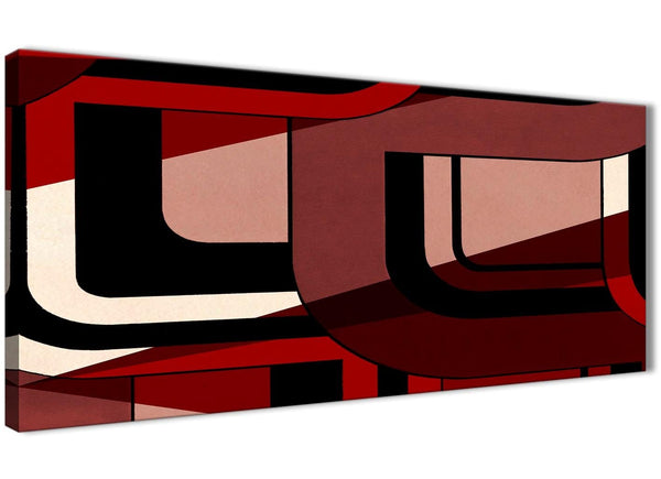 Panoramic Red Black Painting Living Room Canvas Wall Art Accessories - Abstract 1410 - 120cm Print