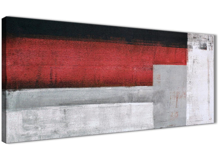 Panoramic Red Grey Painting Living Room Canvas Pictures Accessories - Abstract 1428 - 120cm Print - 1428