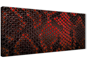 Panoramic Red Snakeskin Animal Print Living Room Canvas Pictures Accessories - Abstract 1476 - 120cm Print