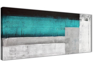 Panoramic Teal Turquoise Grey Painting Bedroom Canvas Pictures Accessories - Abstract 1429 - 120cm Print