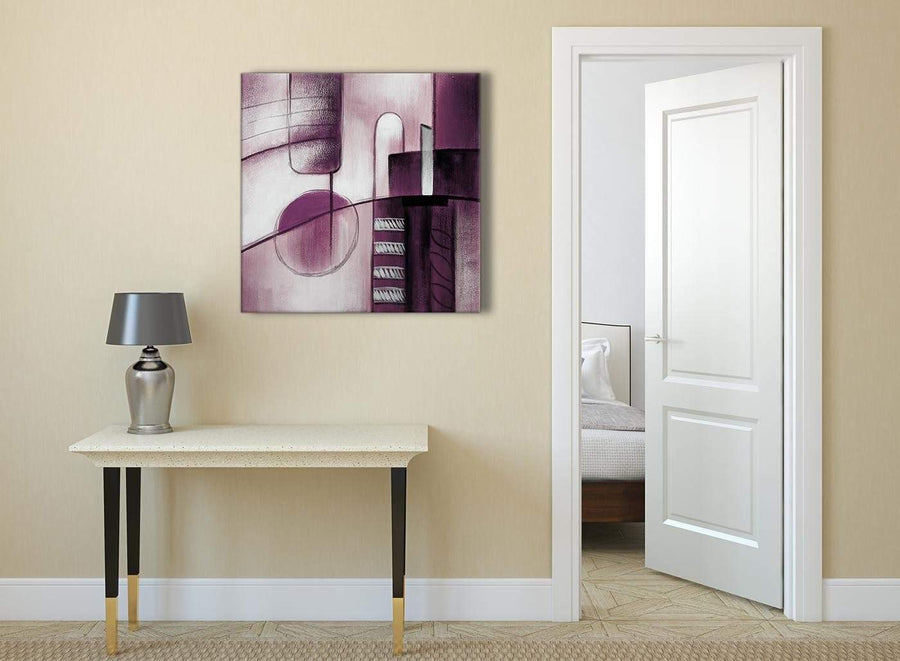 Plum Grey Painting Abstract Office Canvas Pictures Accessories 1s420l - 79cm Square Print