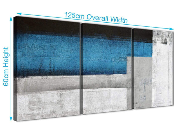 Quality 3 Piece Blue Grey Painting Dining Room Canvas Pictures Decor - Abstract 3423 - 126cm Set of Prints