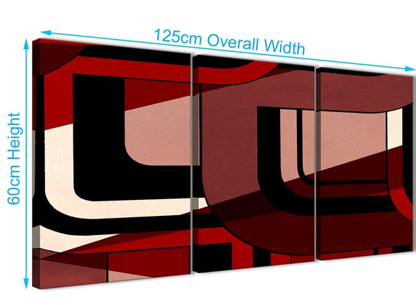 Quality 3 Piece Red Black Painting Bedroom Canvas Wall Art Accessories - Abstract 3410 - 126cm Set of Prints