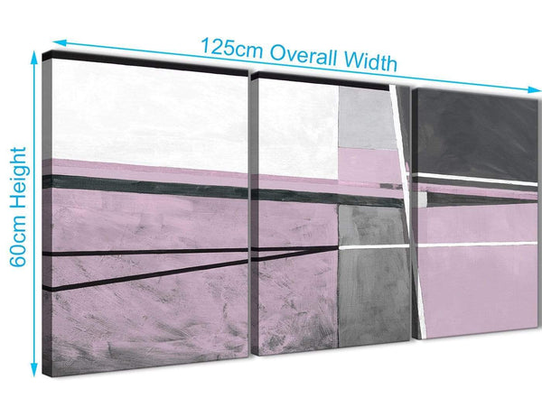 Quality 3 Piece Lilac Grey Painting Living Room Canvas Wall Art Accessories - Abstract 3395 - 126cm Set of Prints