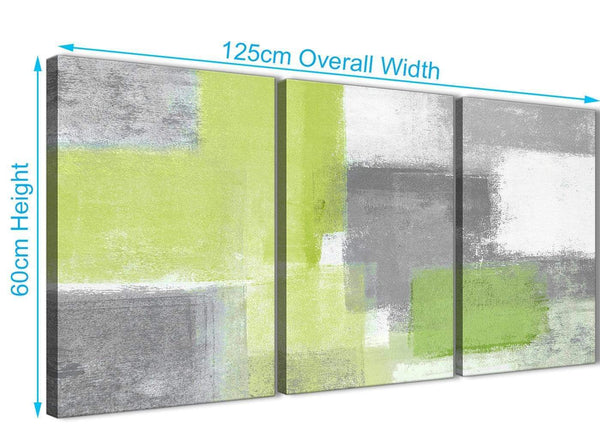 Quality 3 Piece Lime Green Grey Abstract - Dining Room Canvas Pictures Accessories - Abstract 3369 - 126cm Set of Prints