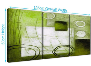 Quality 3 Piece Lime Green Painting Kitchen Canvas Pictures Decor - Abstract 3431 - 126cm Set of Prints