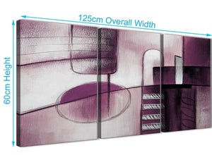 Quality 3 Piece Plum Grey Painting Kitchen Canvas Wall Art Accessories - Abstract 3420 - 126cm Set of Prints