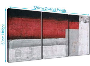 Quality 3 Panel Red Grey Painting Office Canvas Wall Art Accessories - Abstract 3428 - 126cm Set of Prints