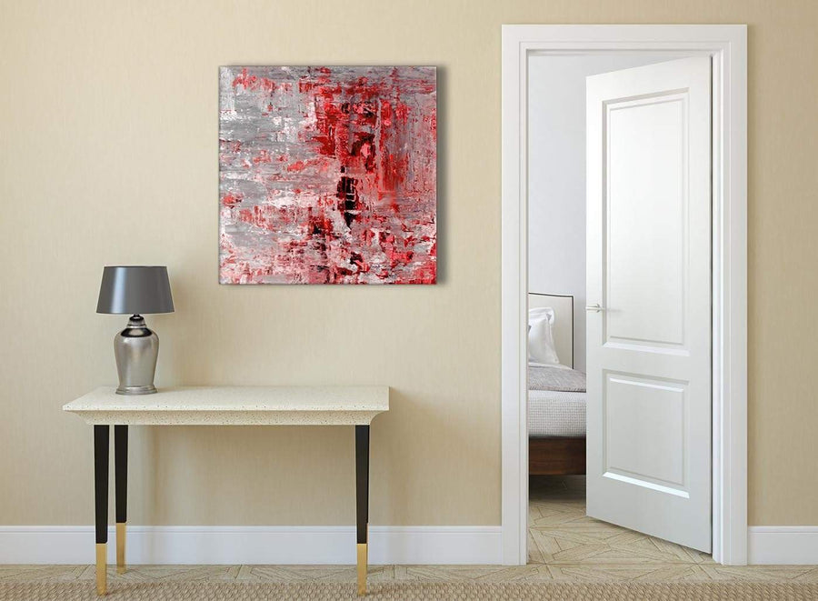 Red Grey Painting Abstract Hallway Canvas Wall Art Accessories 1s414l - 79cm Square Print