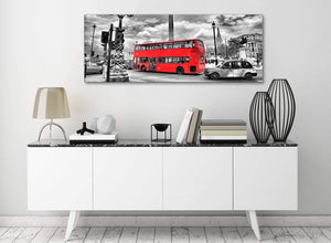 Red London Bus - Street Scene Cityscape Living Room Canvas Wall Art Accessories - 1210 - 120cm Print