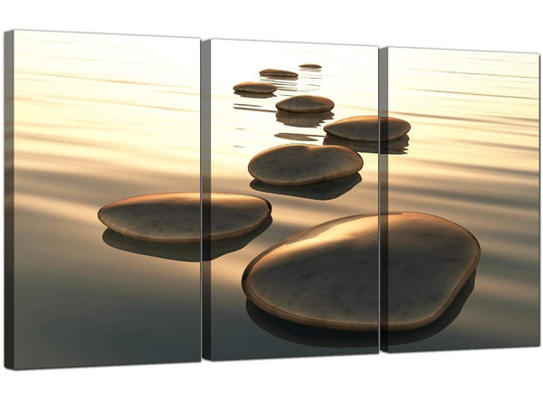 Set of 3 Modern Canvas Art Abstract Pebbles 3046