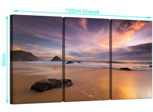 Set of Three Seaside Canvas Pictures 125cm x 60cm 3198