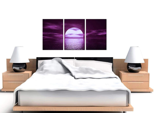 Purple Sunset Ocean Sky Landscape Modern Canvas Art