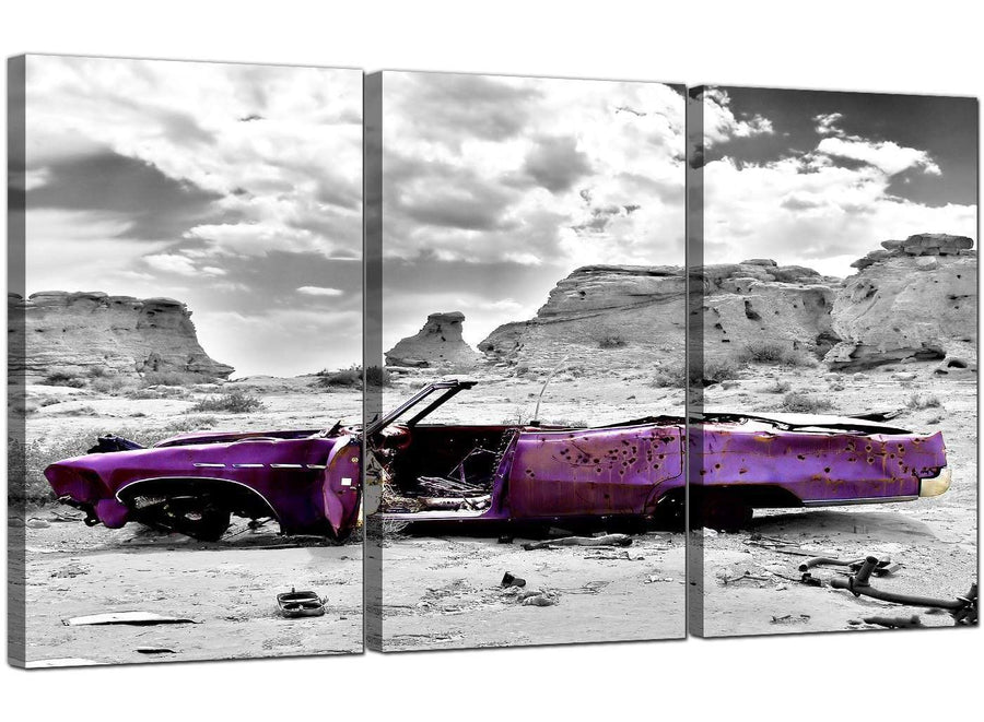 3 Part Desert Canvas Pictures Car 3144