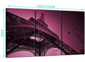 3 Part Eiffel Tower France Canvas Prints 125cm x 60cm 3015