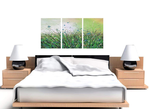 set of 3 green floral canvas art 3261