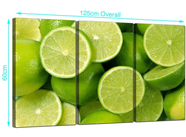 Set of Three Limes Canvas Art 125cm x 60cm 3113