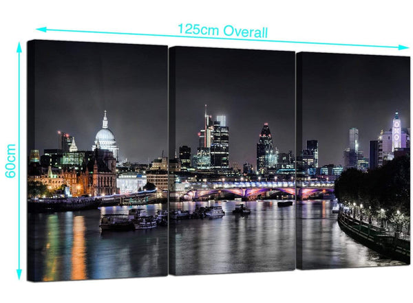 Set of 3 English Skyline Canvas Prints 125cm x 60cm 3211