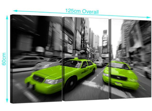 3 Part New York USA Taxis Canvas Prints 125cm x 60cm 3027