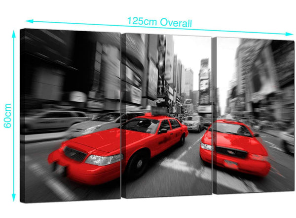 Set of Three New York USA Taxis Canvas Prints 125cm x 60cm 3025