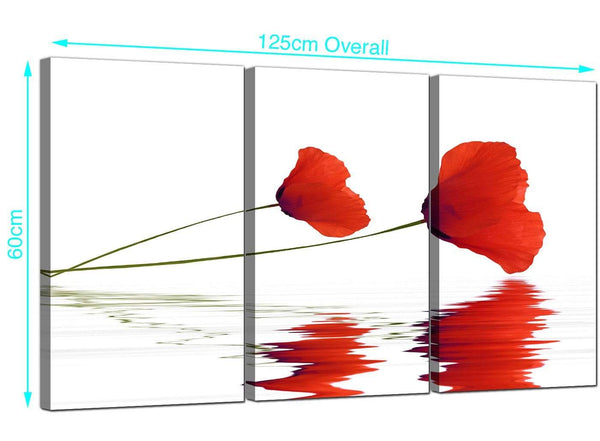 Set of 3 Poppy Canvas Pictures 125cm x 60cm 3029