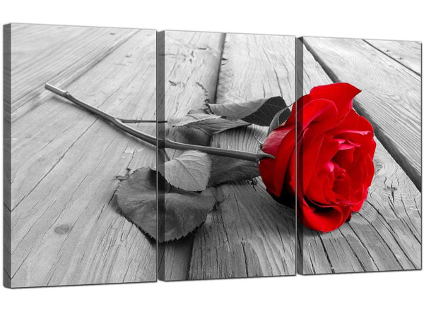 Set of Three Floral Canvas Prints Rose 3005