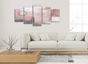 Set of 5 Piece Blush Pink Grey Painting Abstract Office Canvas Wall Art Decor - 5433 - 160cm XL Set Artwork