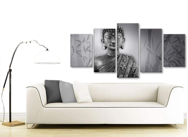 Set of 5 Panel Black White Buddha Office Canvas Wall Art Decor - 5373 - 160cm XL Set Artwork