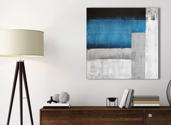Small Blue Grey Painting Bathroom Canvas Pictures Accessories - Abstract 1s423s - 49cm Square Print