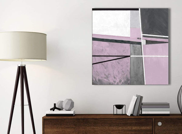 Small Lilac Grey Painting Kitchen Canvas Pictures Accessories - Abstract 1s395s - 49cm Square Print