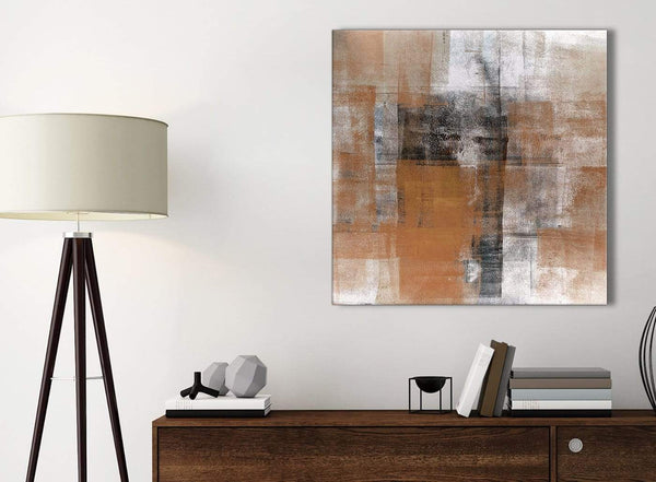Small Orange Black White Painting Bathroom Canvas Pictures Accessories - Abstract 1s398s - 49cm Square Print