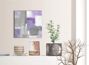 Small Purple Grey Painting Bathroom Canvas Wall Art Accessories - Abstract 1s376s - 49cm Square Print