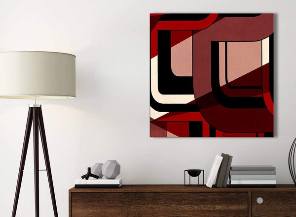 Small Red Black Painting Bathroom Canvas Pictures Accessories - Abstract 1s410s - 49cm Square Print