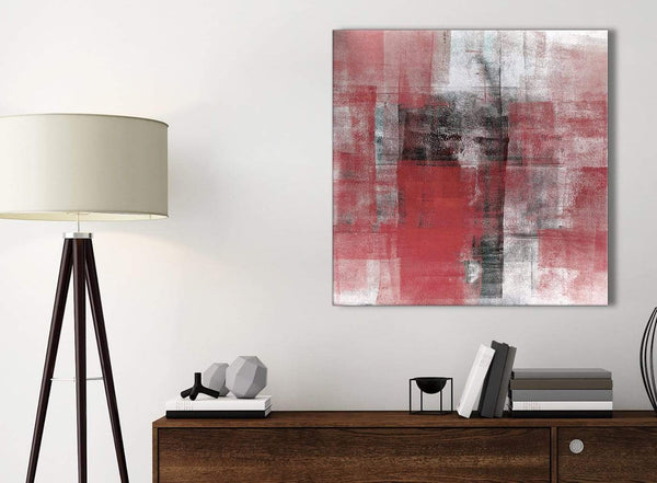 Small Red Black White Painting Kitchen Canvas Pictures Accessories - Abstract 1s397s - 49cm Square Print