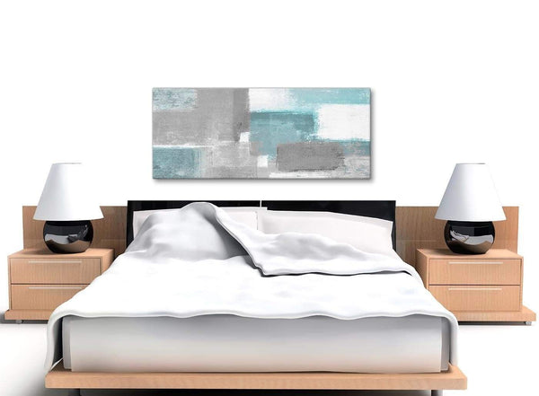 Teal Grey Painting Bedroom Canvas Pictures Accessories - Abstract 1377 - 120cm Print