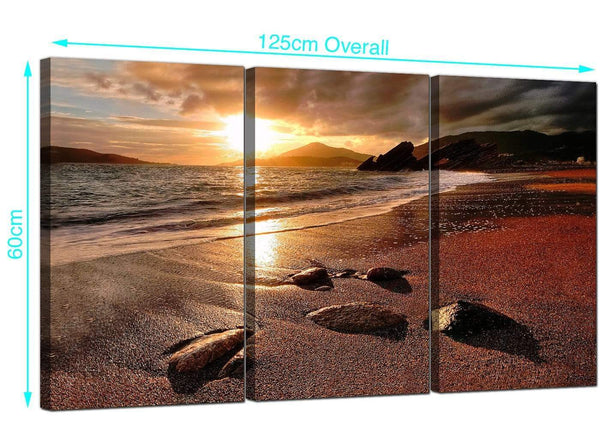Set of Three Beach Sunset Canvas Prints UK 125cm x 60cm 3131