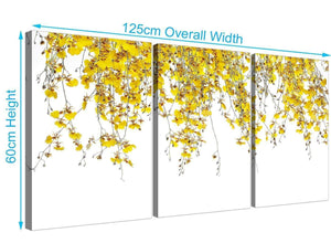 three panel orchids canvas wall art yellow 3263