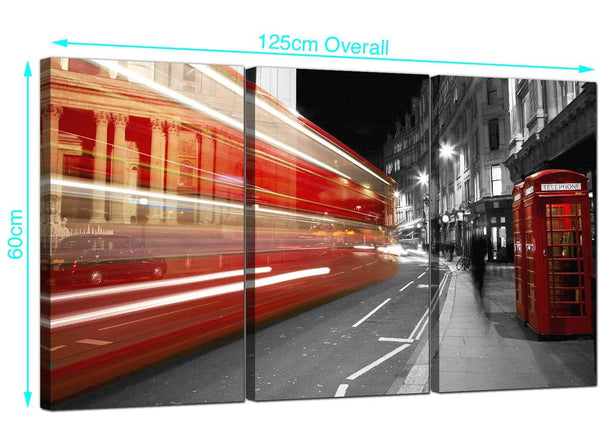 Set of 3 London Scene Canvas Wall Art 125cm x 60cm 3127