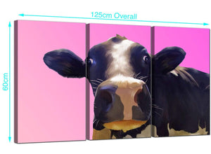 Set of 3 Funky Cow Canvas Pictures 125cm x 60cm 3151