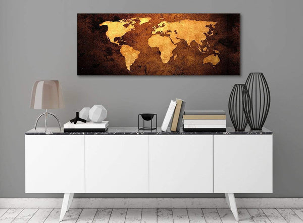Vintage Old World Map - Brown Cream Canvas - Living Room Canvas Wall Art Accessories - Abstract 1188 - 120cm Print