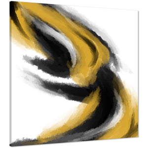 Abstract Mustard Yellow Black Design Canvas Wall Art Print