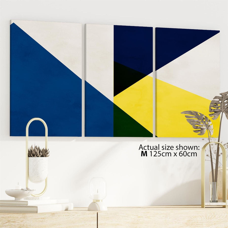 Abstract Yellow Blue Artwork Canvas Art Pictures