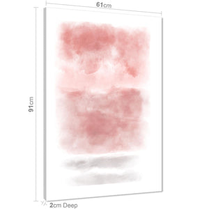 Abstract Pink Grey Watercolour Canvas Wall Art Picture