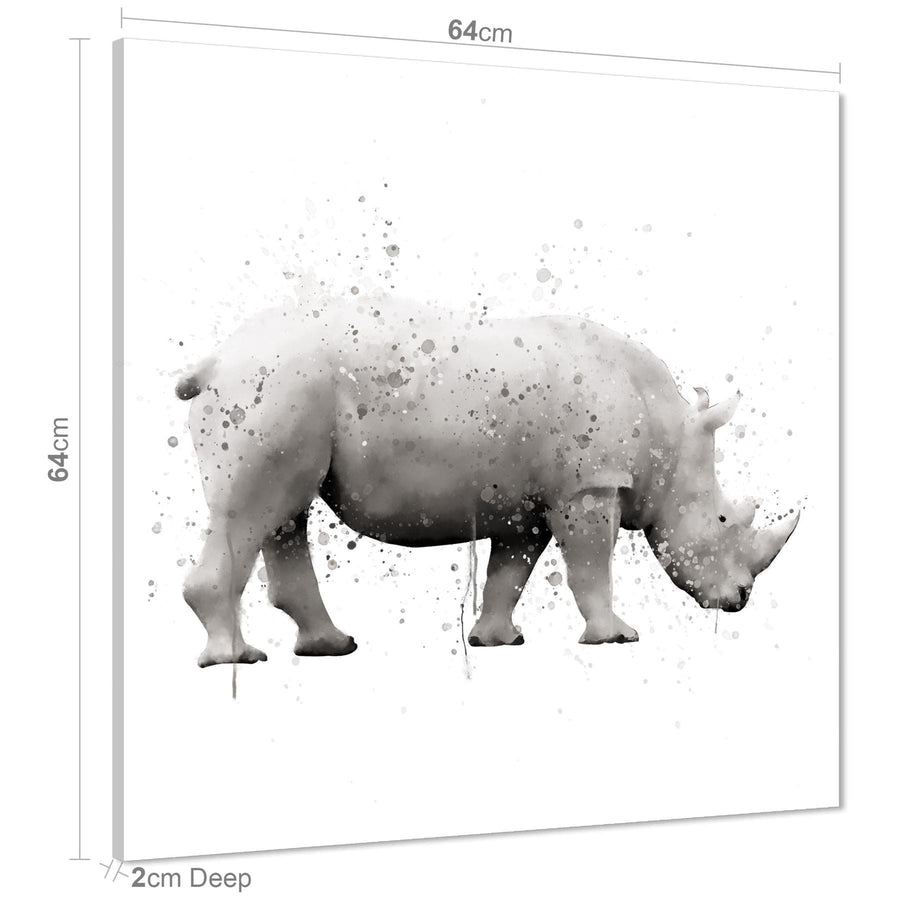 Rhinoceros Canvas Art Pictures - Grey White