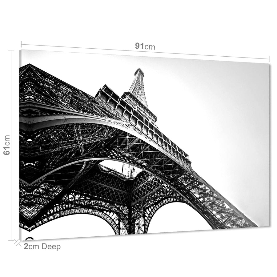Architecture  Canvas Wall Art Picture Eiffel Tower Grey White
